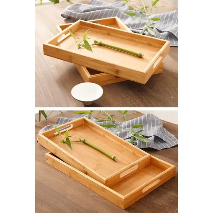 Nouveau plateau de rangement rectangulaire en bois massif pour la maison