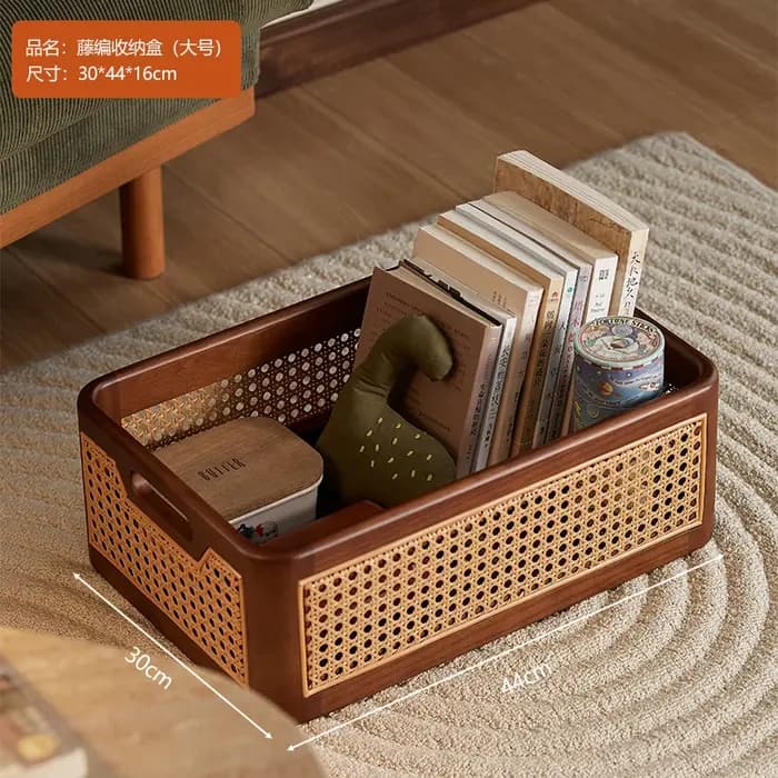 Panier de rangement rectangulaire en rotin de luxe