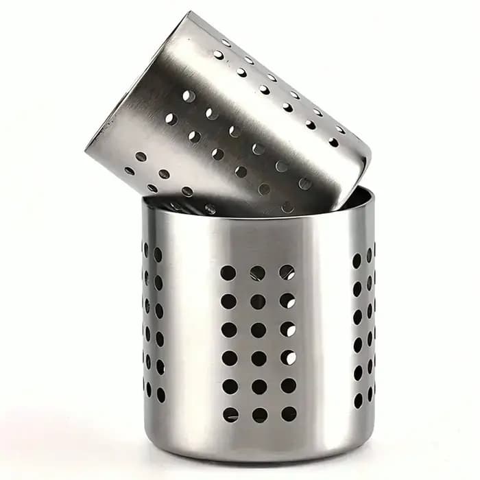 Boîte de rangement pour baguettes en acier inoxydable cylindrique