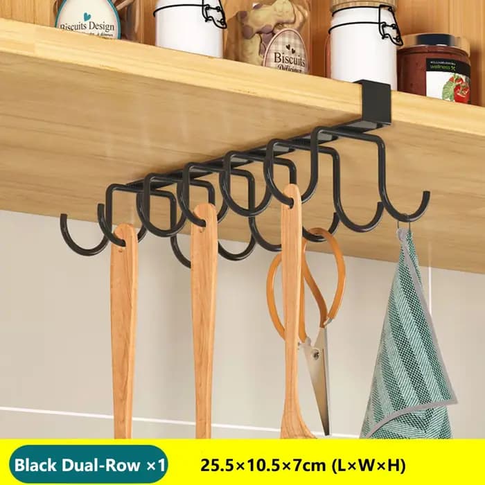Support organisateur de cuisine sous armoire avec crochets, étagère de rangement polyvalente pour pl