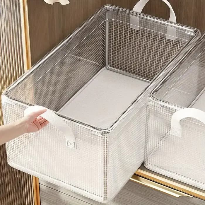 Boîte de rangement transparente en PVC avec cadre en acier, panier organisateur de sous-vêtements ét