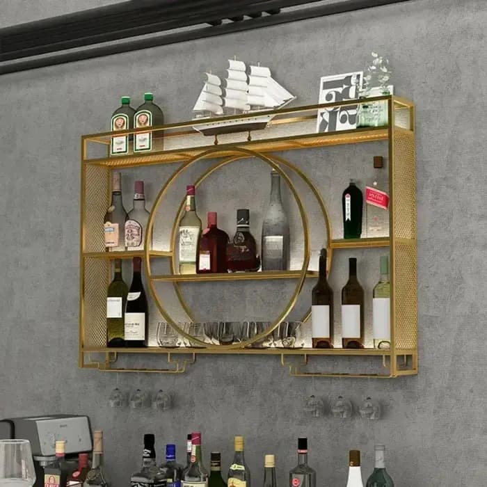 Casier à vin mural suspendu porte-bouteille de vin support à verres à pied en métal étagère à vin flottante pour affichage de stockage de cuisine de Bar à la maison