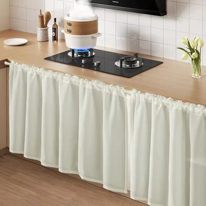 Demi-rideau imperméable en mousseline de soie blanche