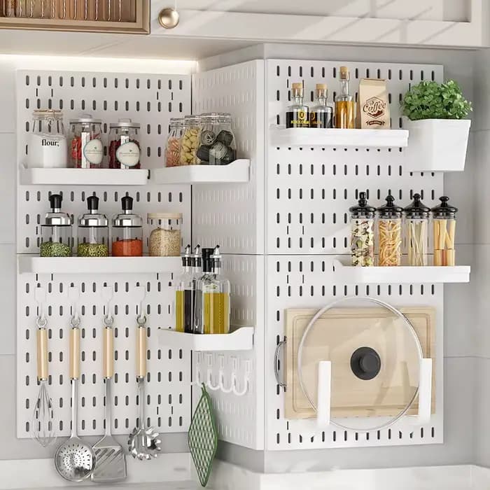 Planches décoratives de rangement mural, organisateur mural de panneau perforé pour salle de jeux, organisateur de support de rangement de cuisine, accessoires de planche perforée