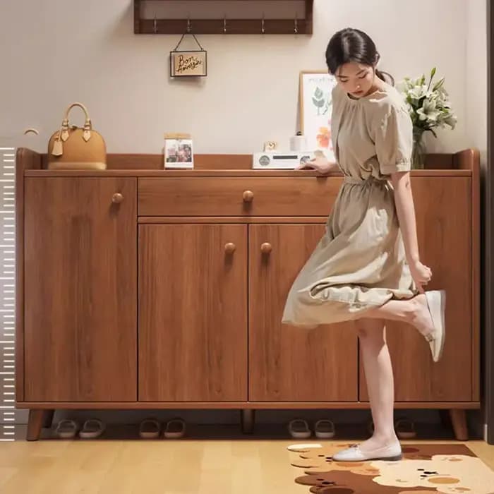 Meuble à chaussures d'entrée, armoire de rangement antique intégrée, petite étagère à chaussures pour porche, casier d'intérieur mural