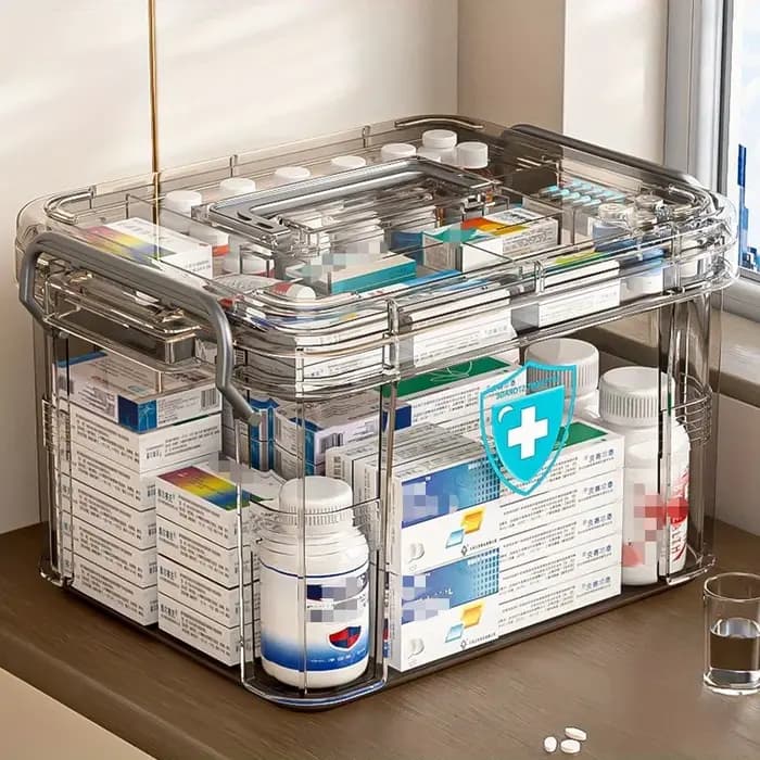 Boîte de rangement de médicaments étanche à double couche