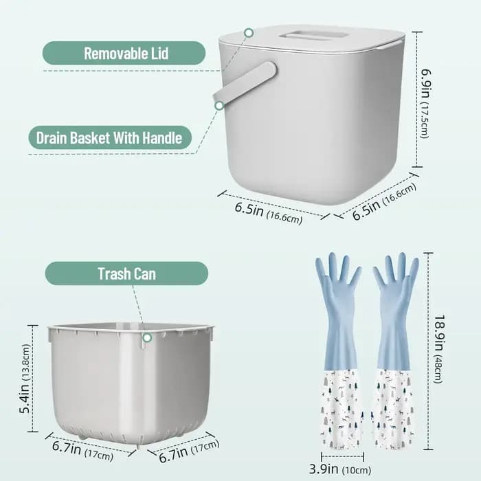 Poubelle à déchets organiques pour cuisine avec couvercle
