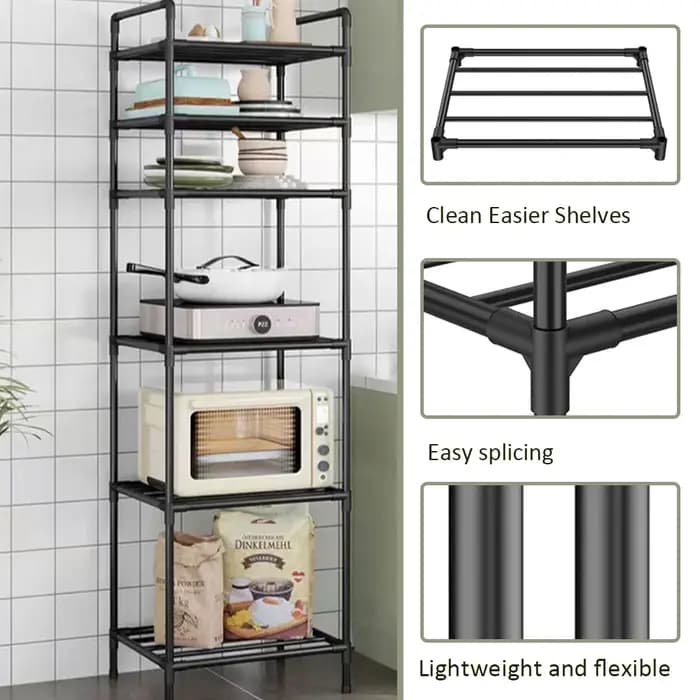 Étagère de rangement en métal à 6 niveaux, étagère utilitaire multifonction, support de rangement robuste, étagères de garde-manger pour cuisine, salle de bains, buanderie