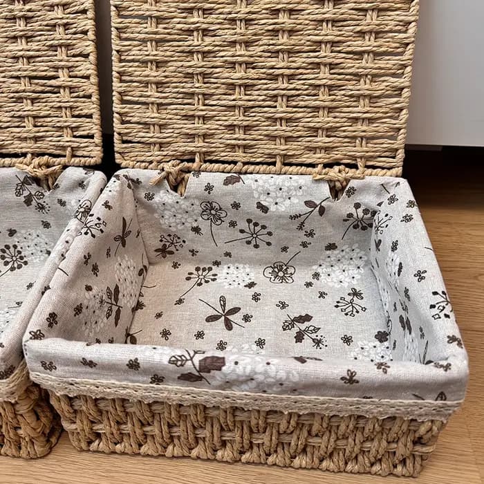 Boîte de rangement en rotin tressé pour jouets