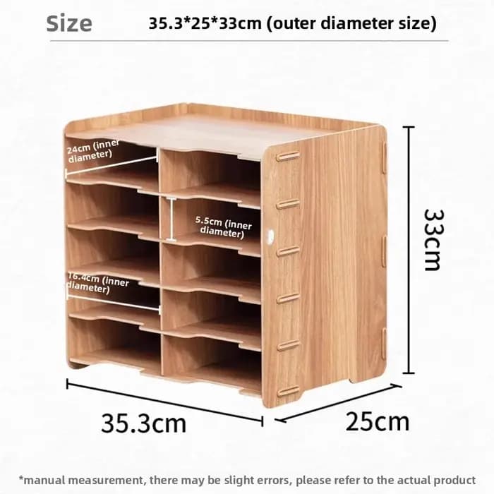 Organisateur de bureau en bois multi-compartiments