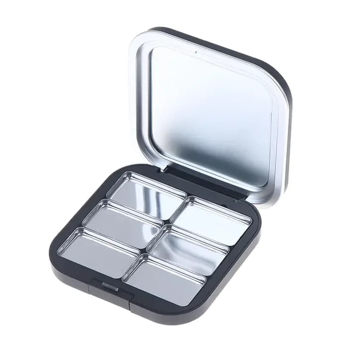 Palette de maquillage carrée vide à aspiration magnétique avec miroir, fard à paupières, blush, boît