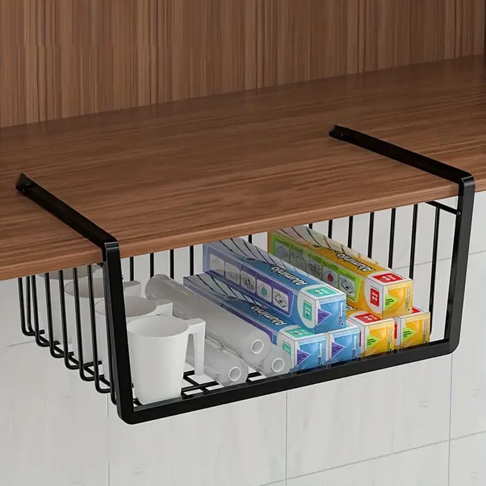 Panier sous étagère en métal durable et peu encombrant - Idéal pour l'organisation de la maison