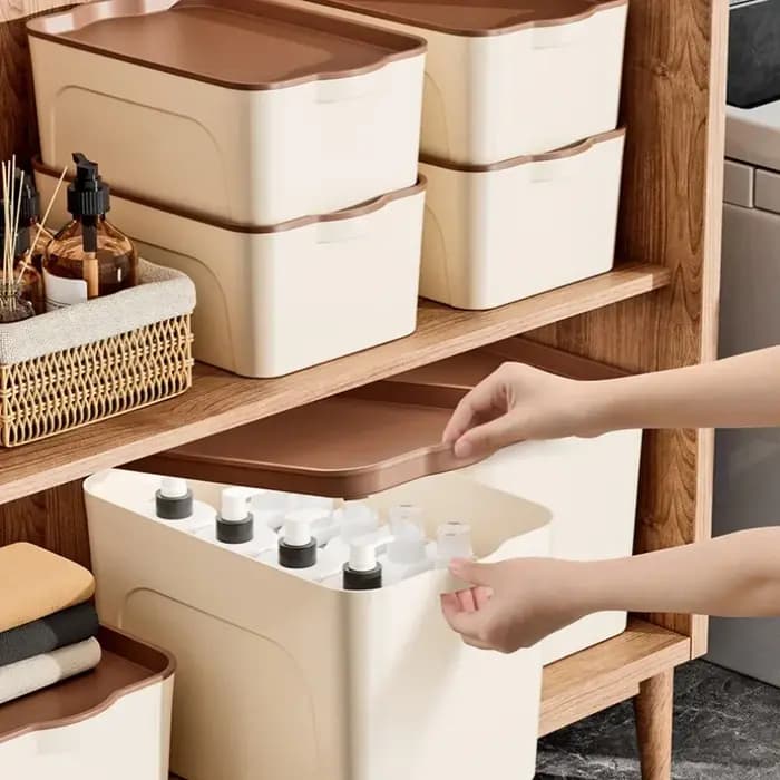 Boîte de Rangement Empilable en Plastique avec Couvercle