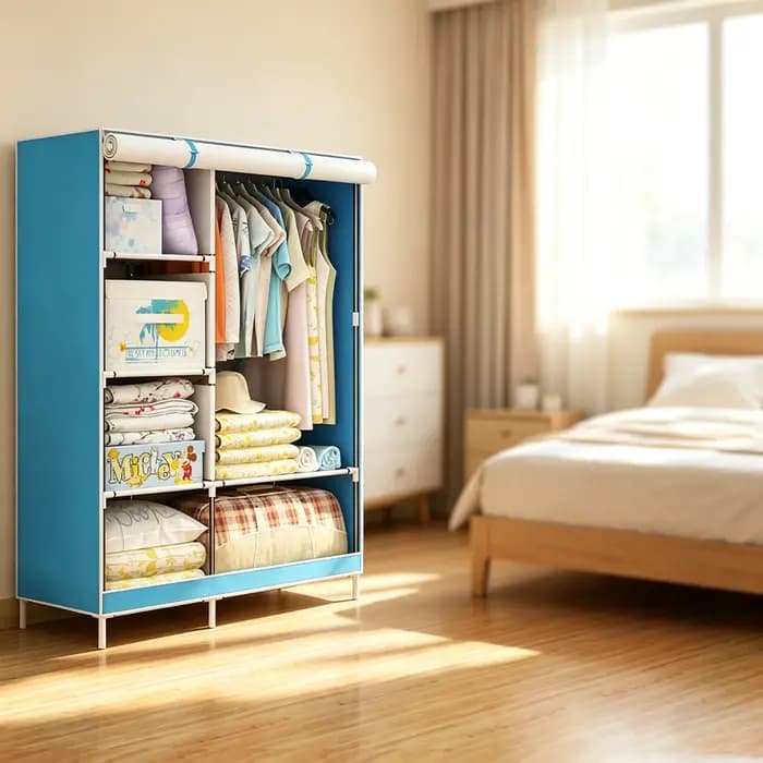 1 armoire portable pour vêtements avec housse en tissu non tissé, rangement anti-poussière pour chambre à coucher, armoire démontable et assemblable, armoire pour salon, armoire robuste et durable, le