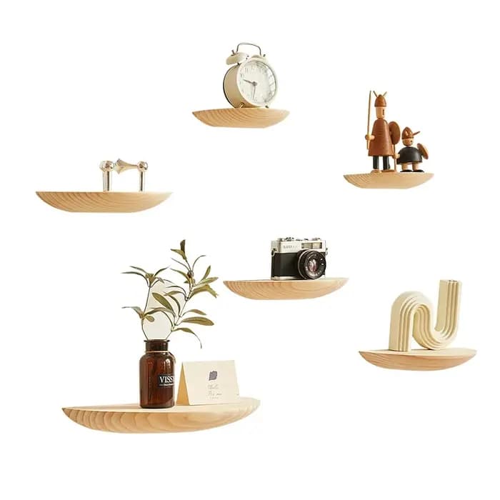 Petites Étagères Flottantes pour Décoration Murale, Rustique, Demi-Ronde, en Bois, pour Chambre à Coucher, Salon, Plantes