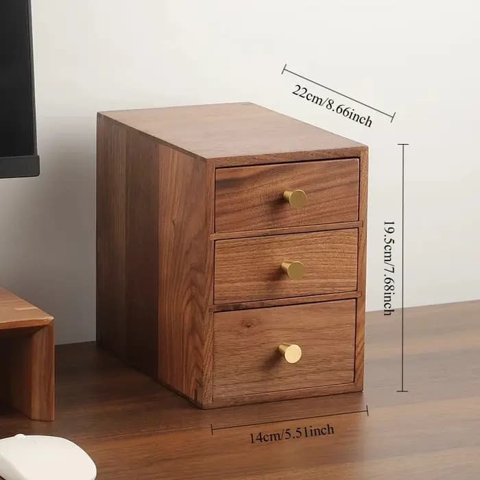 Petite table basse de bureau de style tiroir en bois de noyer