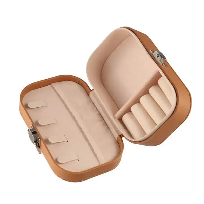Boîte organisatrice de bijoux en cuir couleur macaron, boîte de rangement rectangulaire multifonctionnelle, boîte à bagues classique mini pour femmes