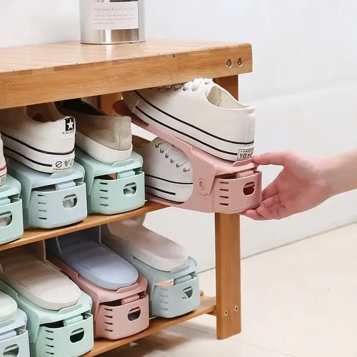 Organisateur de chaussures empilable avec fentes réglables