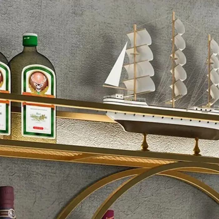 Casier à vin mural suspendu porte-bouteille de vin support à verres à pied en métal étagère à vin flottante pour affichage de stockage de cuisine de Bar à la maison