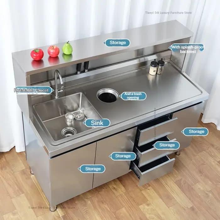 Armoire d'évier nordique en acier inoxydable