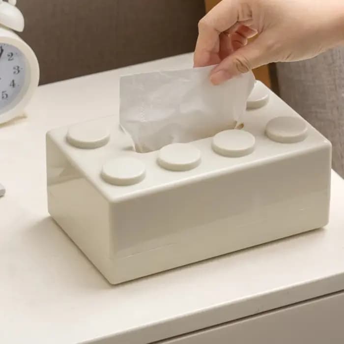 Boîte à mouchoirs créative, bloc de construction de dessin animé, boîte à mouchoirs avec une valeur esthétique élevée pour serviettes domestiques, boîte de rangement à tiroir en papier