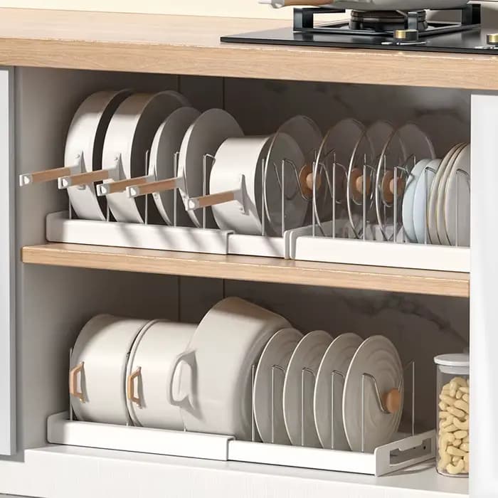 Support de rangement pliable pour ustensiles de cuisine et couvercles de casseroles