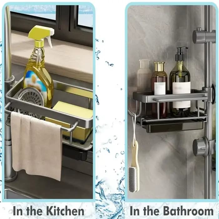 Étagères de rangement pour pomme de douche de salle de bain, support de rangement réglable pour robinet d'évier de cuisine, équipé d'un plateau d'eau, accessoires de salle de bains
