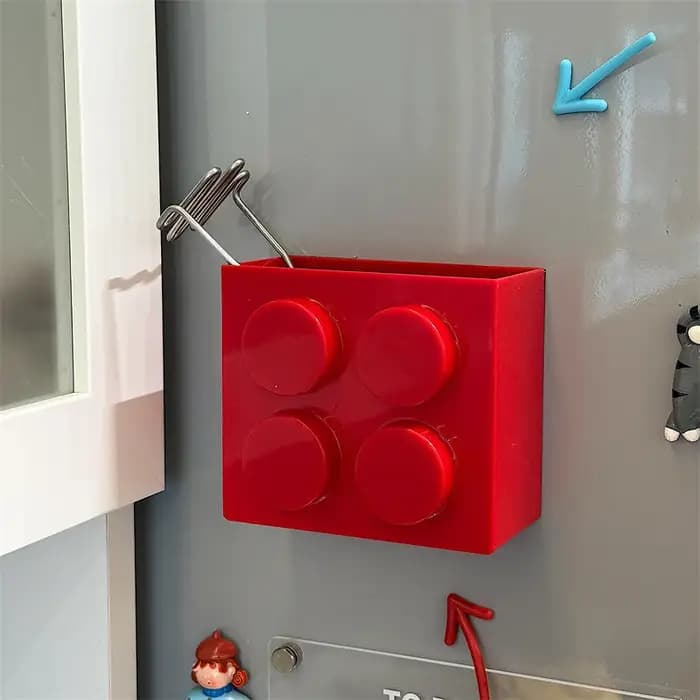 Boîte de rangement magnétique blocs de construction support