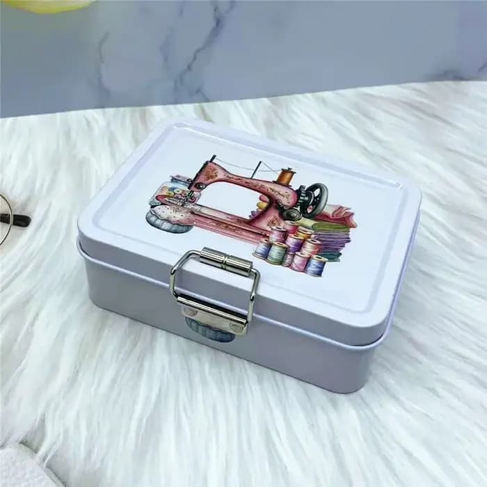 Boîte de rangement en métal vintage avec couvercle