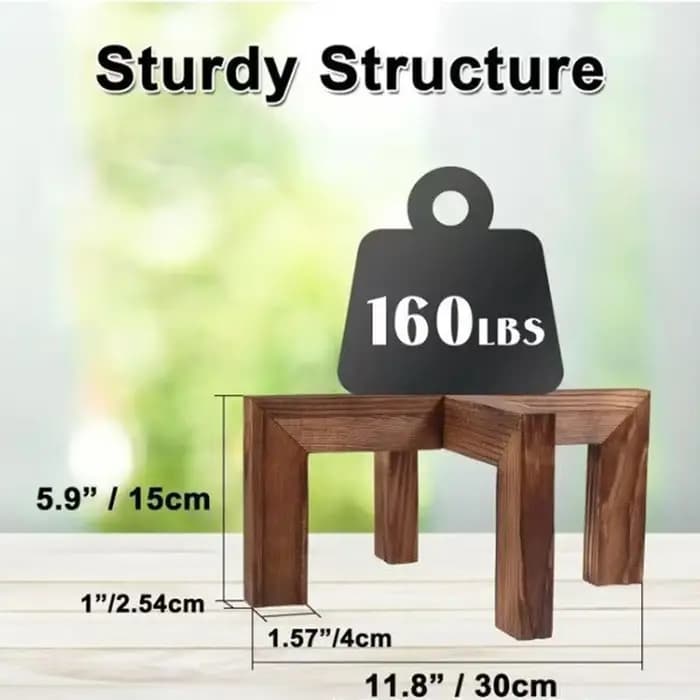 Support d'angle en bois pour plantes d'intérieur