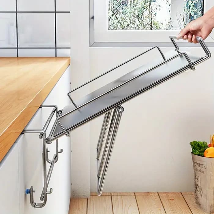 Étagère pliable en acier inoxydable pour comptoir