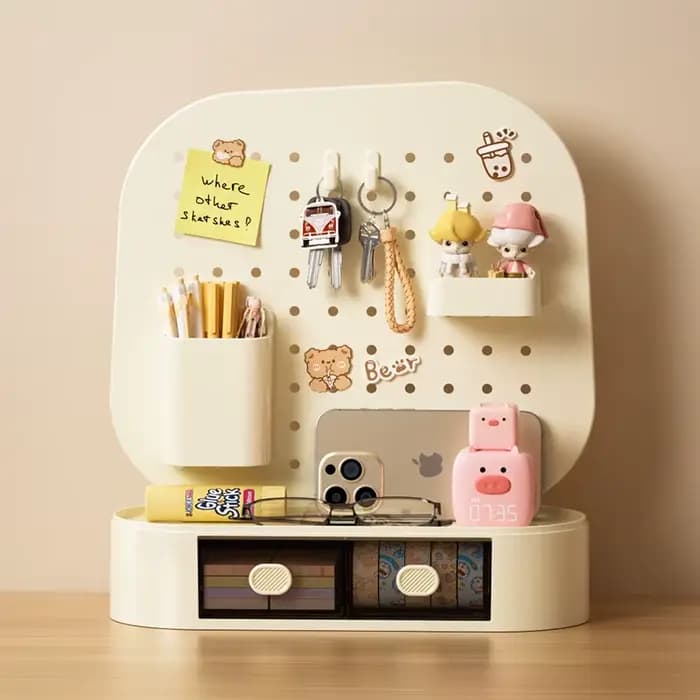 Support de rangement de bureau en panneau perforé