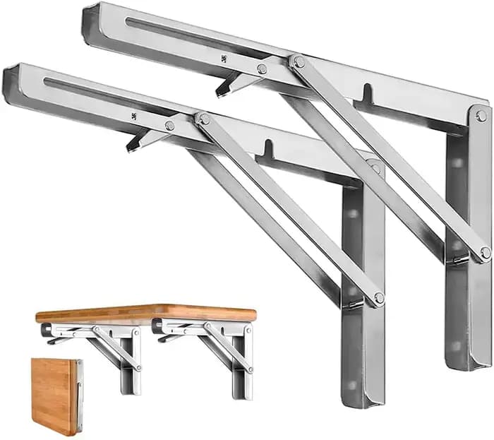 Supports d'étagère pliants robustes en acier inoxydable
