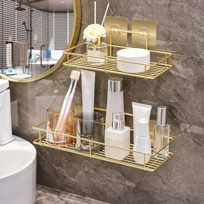 Étagère de rangement de salle de bain en métal sans perçage