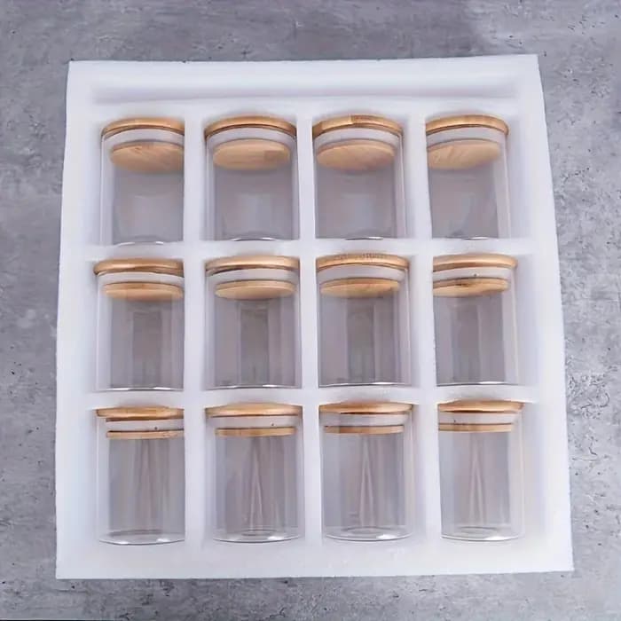 Pots à épices en verre avec couvercle en bambou, récipients à épices hermétiques de 8oz avec étiquet