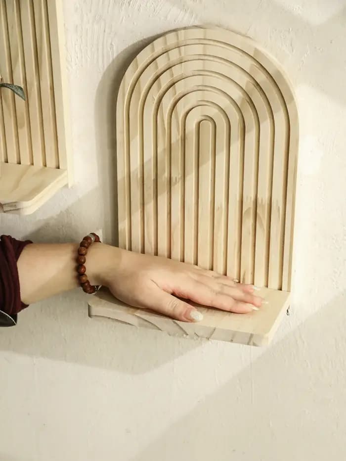 Étagères murales en arc en bois pour décoration de maison Boho