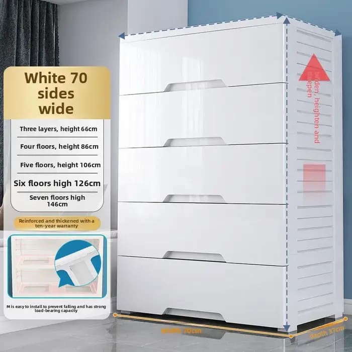 Armoire de rangement à tiroirs épais blanc