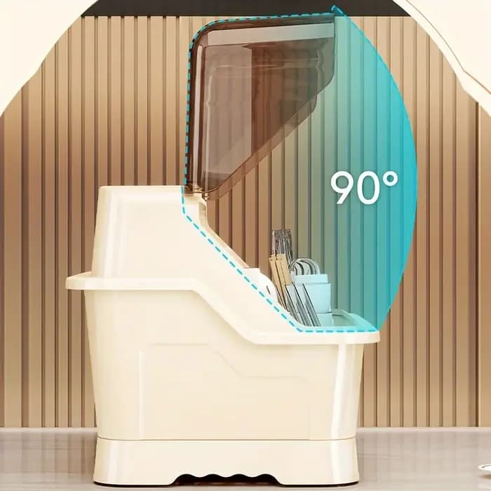 Étagère à vaisselle avec couvercle – Armoire de rangement de cuisine peu encombrante et anti-poussière