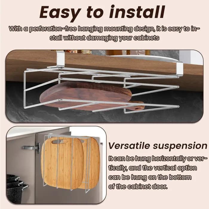 Support de rangement suspendu sous armoire pour planches à découper