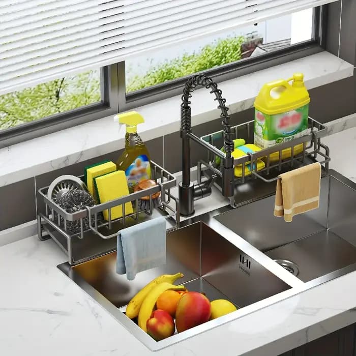 Égouttoir à vaisselle extensible en acier inoxydable pour comptoir de cuisine