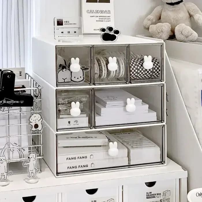 Boîte de rangement de papeterie cosmétique Kawaii