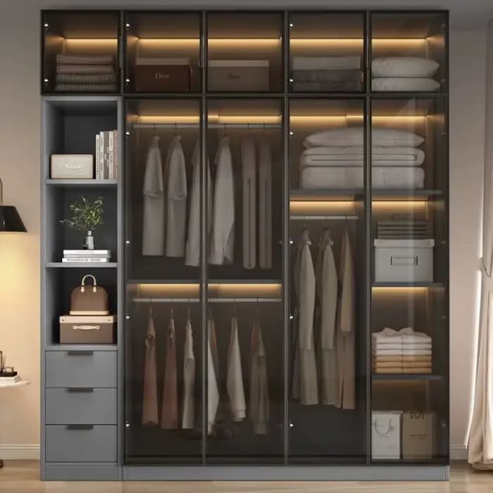 Esthétique noir Dressing armoire affichage étanche luxe placard