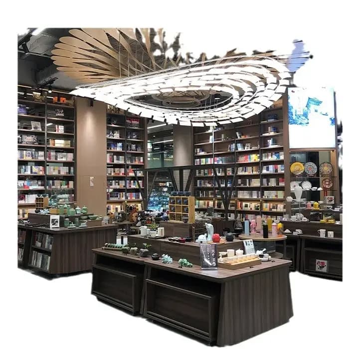 Bibliothèque commerciale personnalisée en bois massif multicouche du sol au plafond, matériel de bib