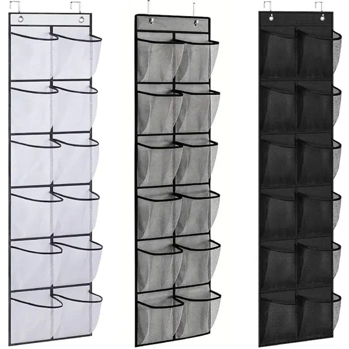 Organisateur de chaussures à 12 poches au-dessus de la porte