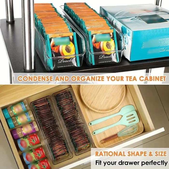 Boîte de rangement transparente pour sachets de thé