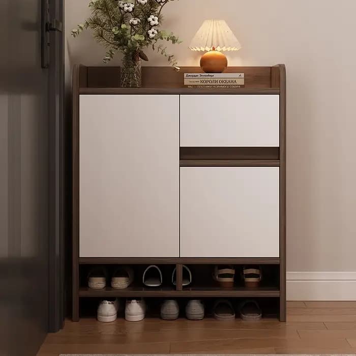 Étagère à chaussures en bois blanc tiroir De maison gain De place