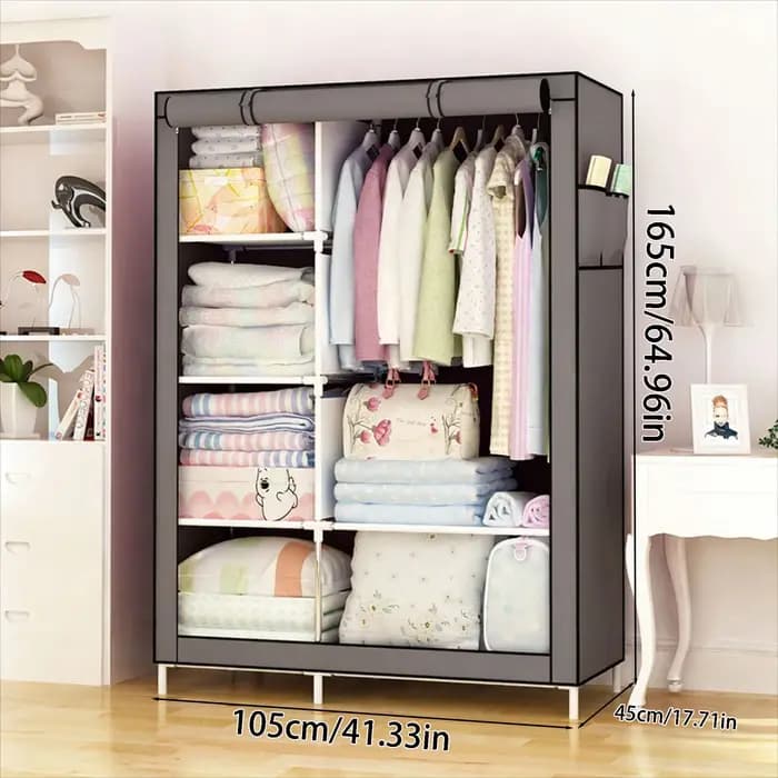 Armoire anti-poussière, porte-manteau, armoire simple robuste et durable, armoire en tissu anti-poussière, moderne et simple pour la chambre à coucher, armoire épaissie, design avec base surélevée pou