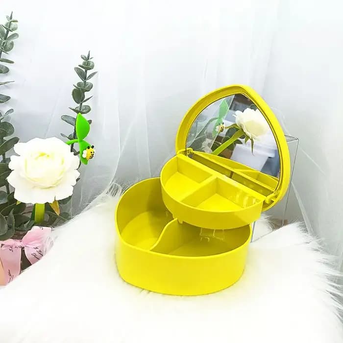 Miroir en forme de coeur bureau en forme de coeur boîte à bijoux filles maquillage boîte de rangemen