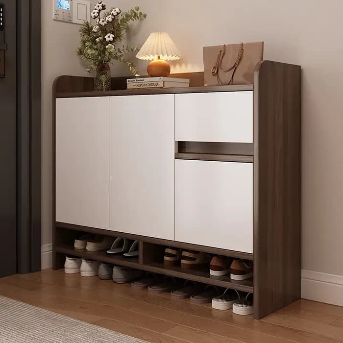 Étagère à chaussures en bois blanc tiroir De maison gain De place
