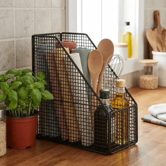 Support de rangement de cuisine peu encombrant en fer respirant
